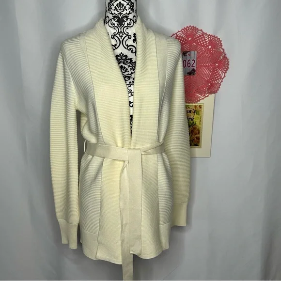 NWT Eileen Fisher Butter Long Knit Cardigan with Belt Size Large - Picture 2 of 11